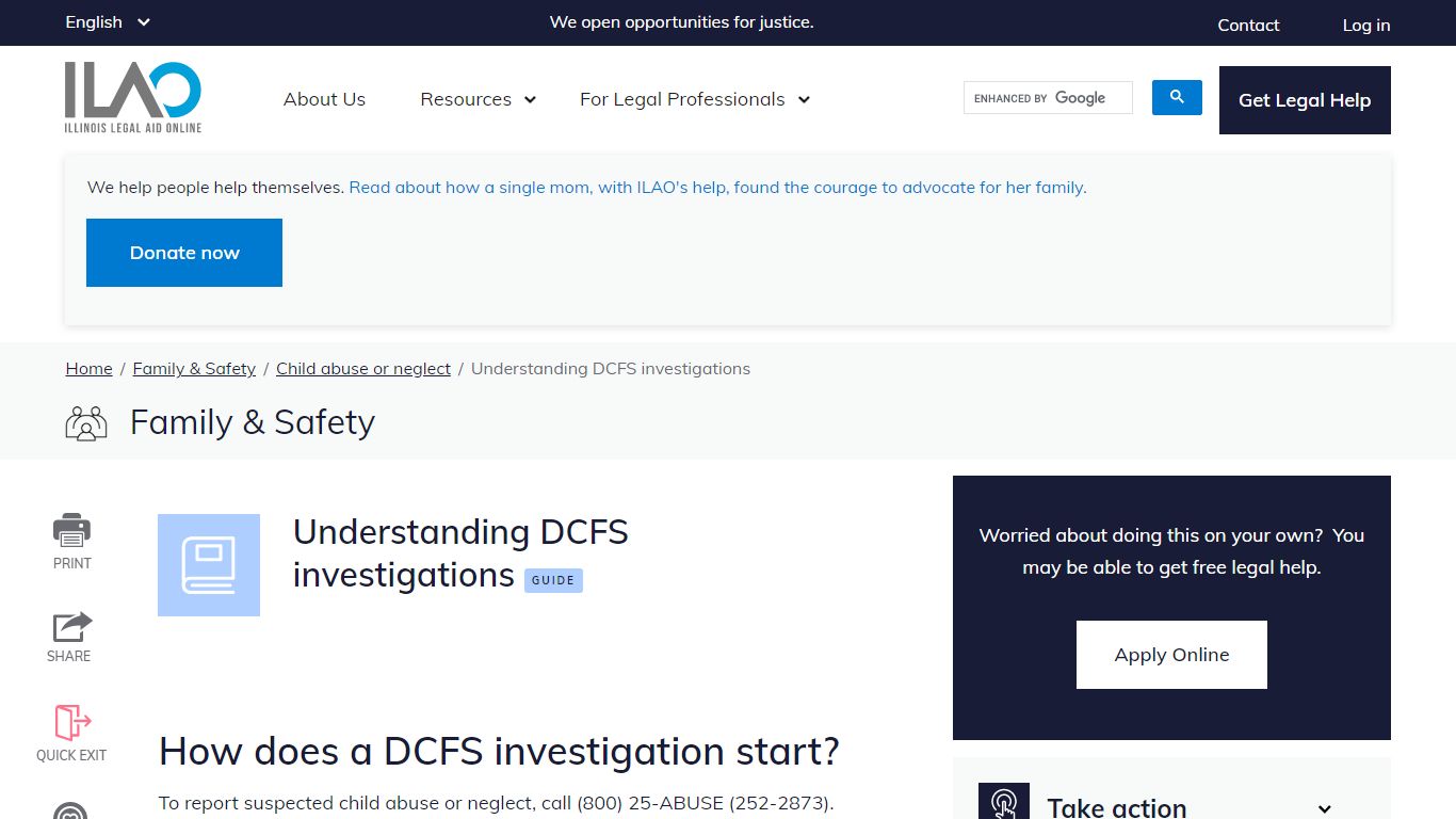 Understanding DCFS investigations | Illinois Legal Aid Online